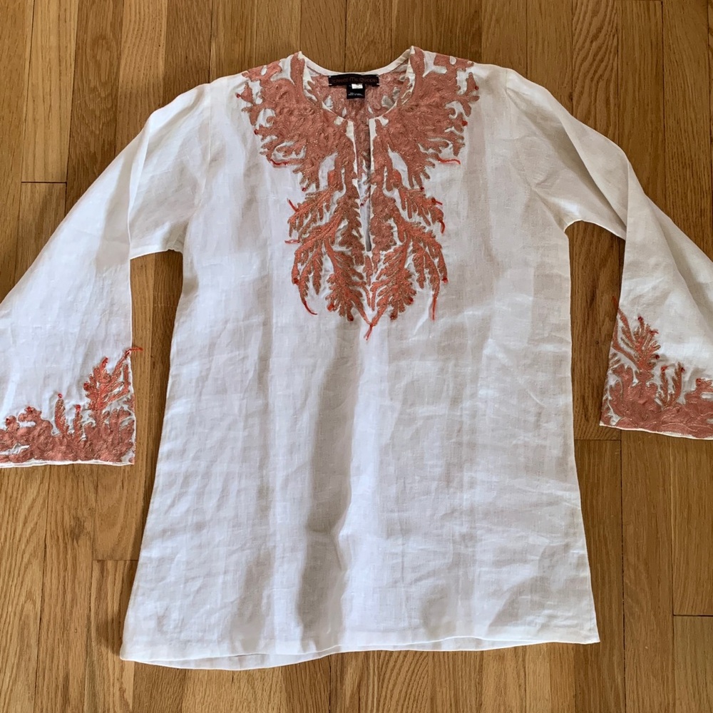 Jeannie McQueeny linen coral tunic small
